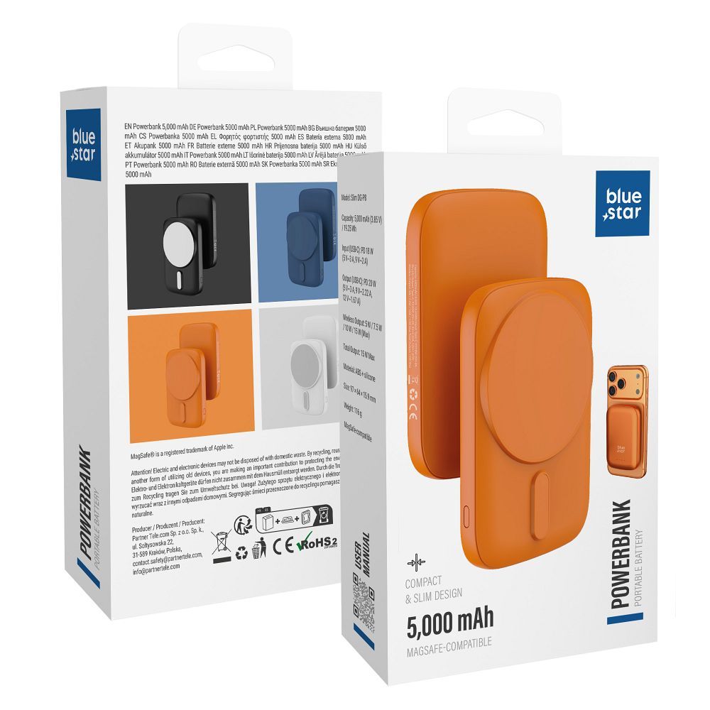 Powerbank saderīgs ar MagSafe Blue Star Slim DG-P8 15W 5000 mAh oranžs