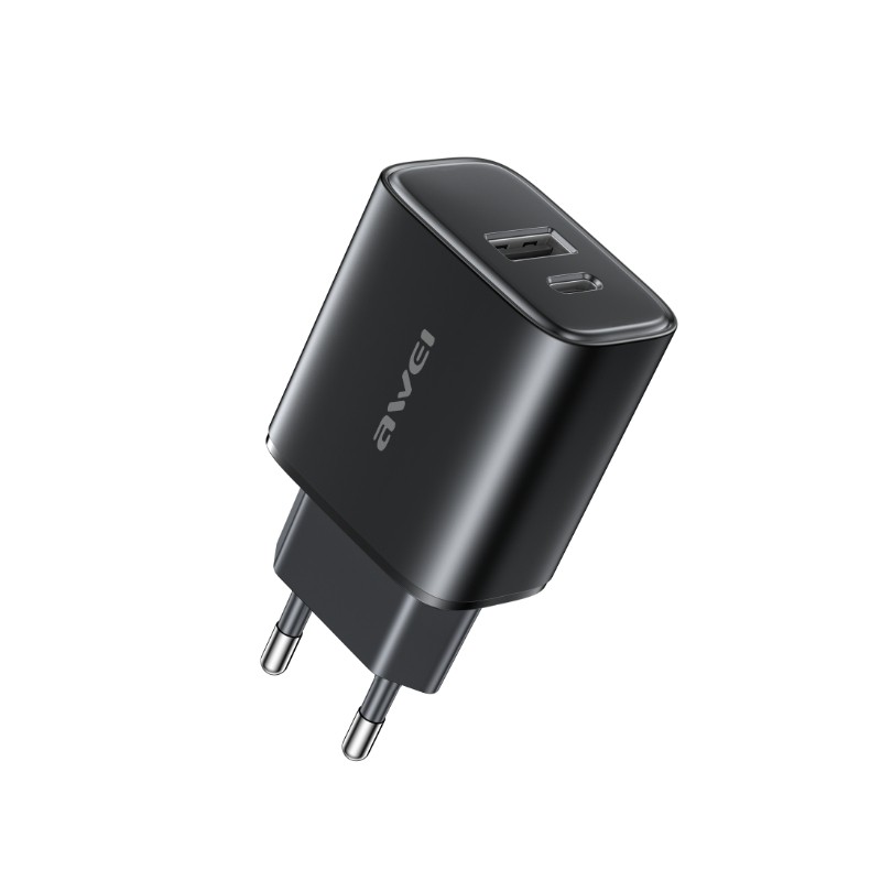Lādētājs Awei PD85-EU 22.5W USB-A/USB-C melns