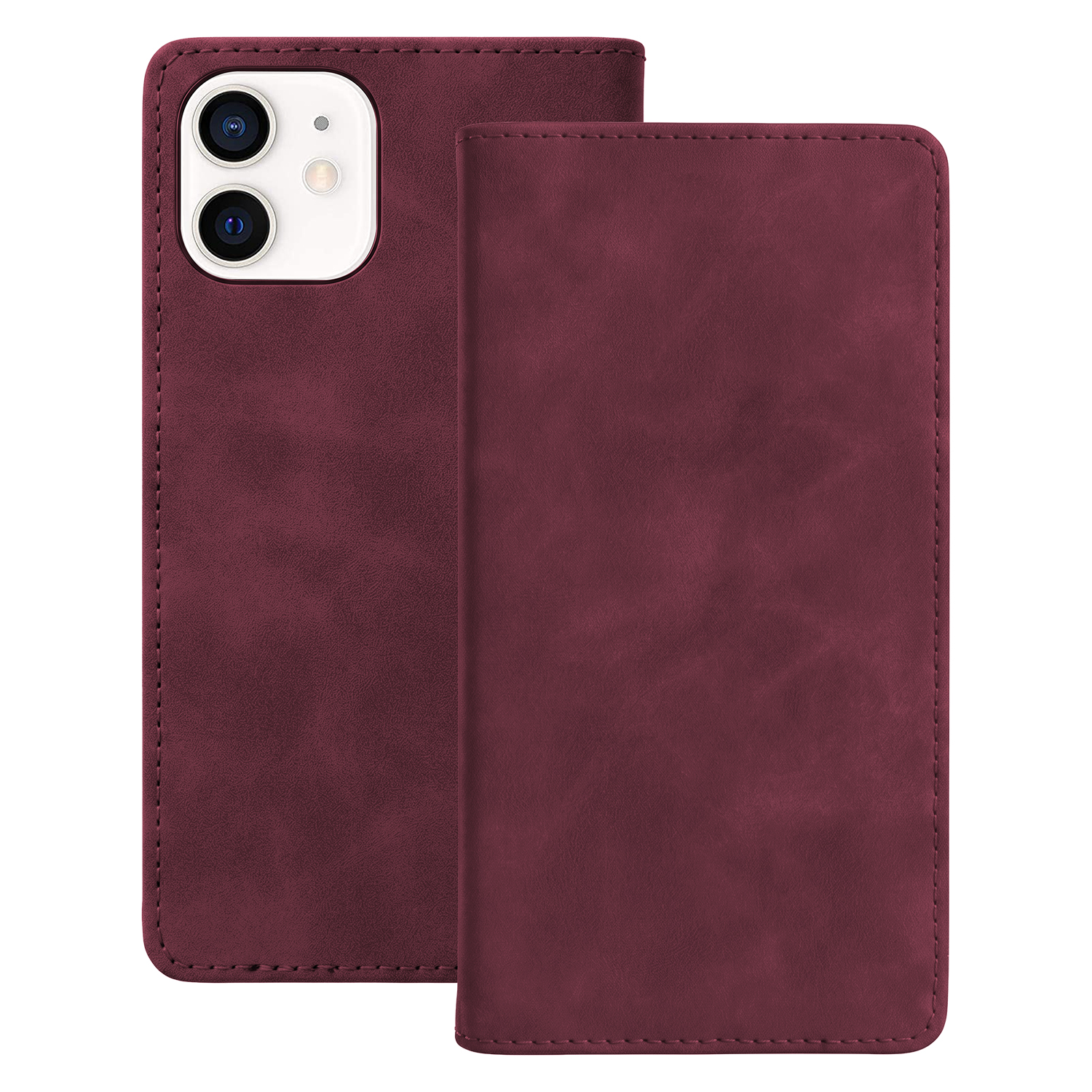Smart Suede maciņš priekš iPhone 12 / 12 Pro, bordo