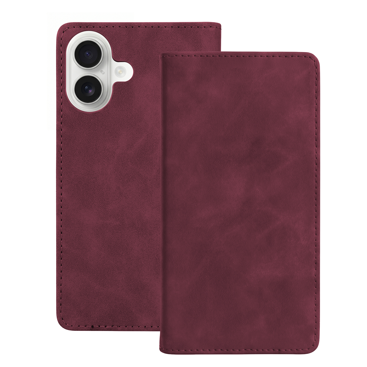 Smart Suede maciņš priekš iPhone 16 6,1", bordo