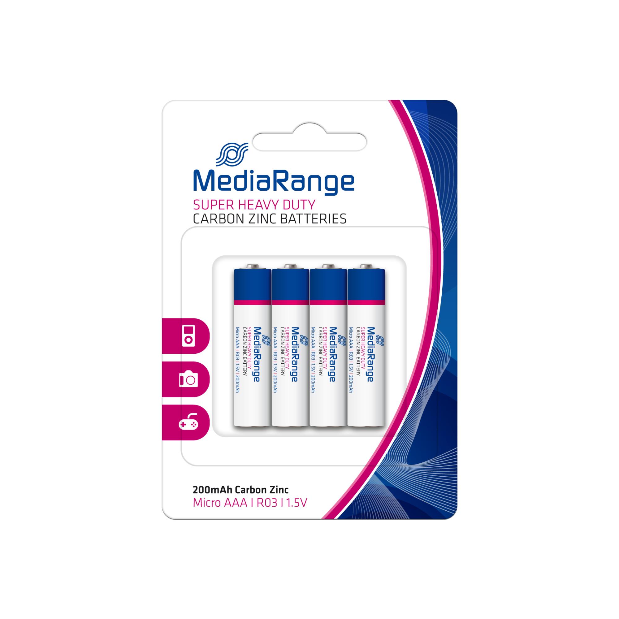 Baterija CARBON-ZINC AAA 1.5V/4gab MRBAT141 MEDIARANGE