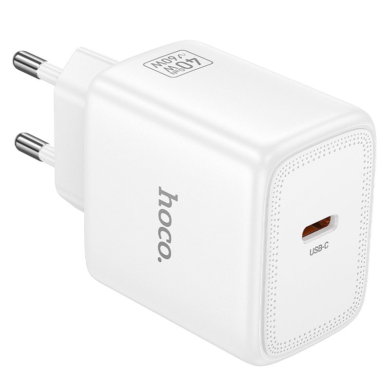 Telefona GaN lādētājs Hoco USB C PD AVS 40W max 60W N83 balts