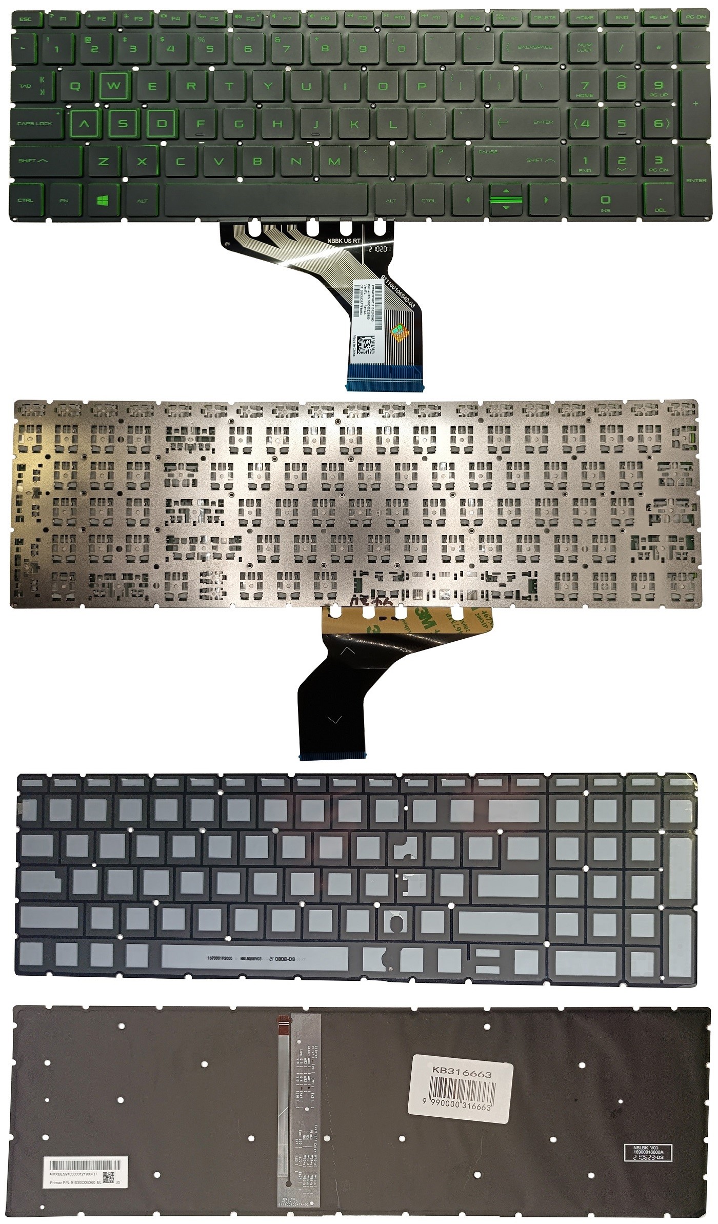 Tastatūra HP Pavilion 15-DK0031NA, ar apgaismojumu, ASV