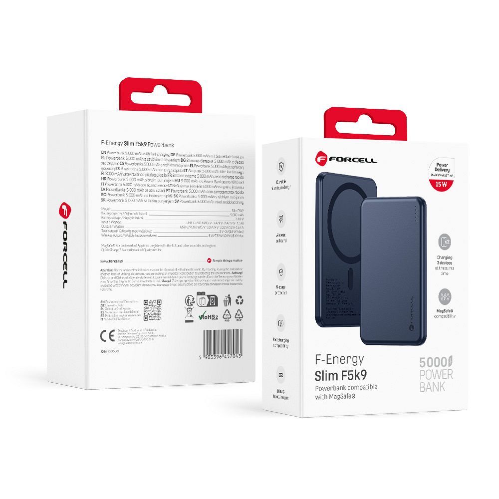 Powerbank saderīgs ar MagSafe Forcell F-Energy