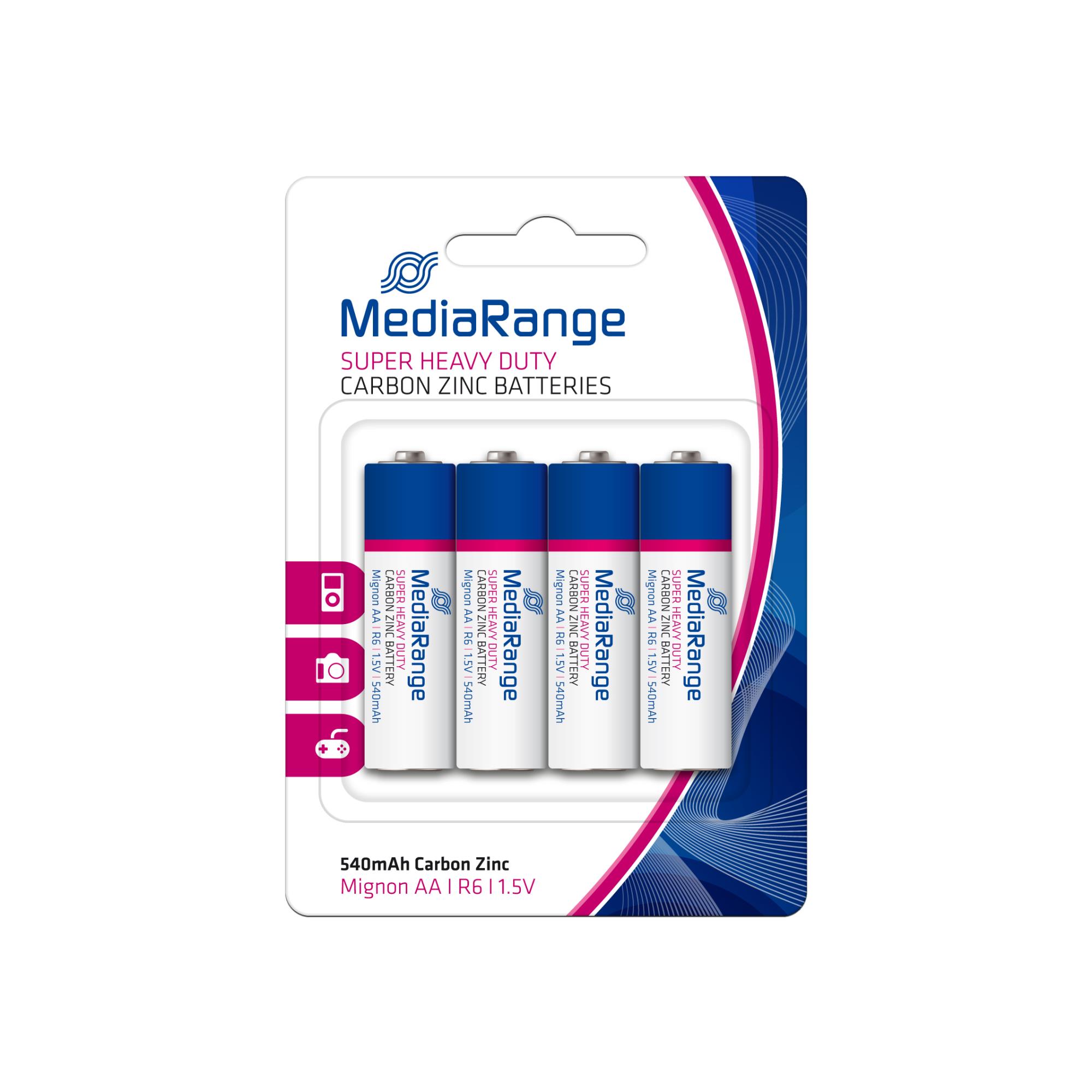 Ogļu-cinka baterija AA 1.5V/4gab. MediaRange