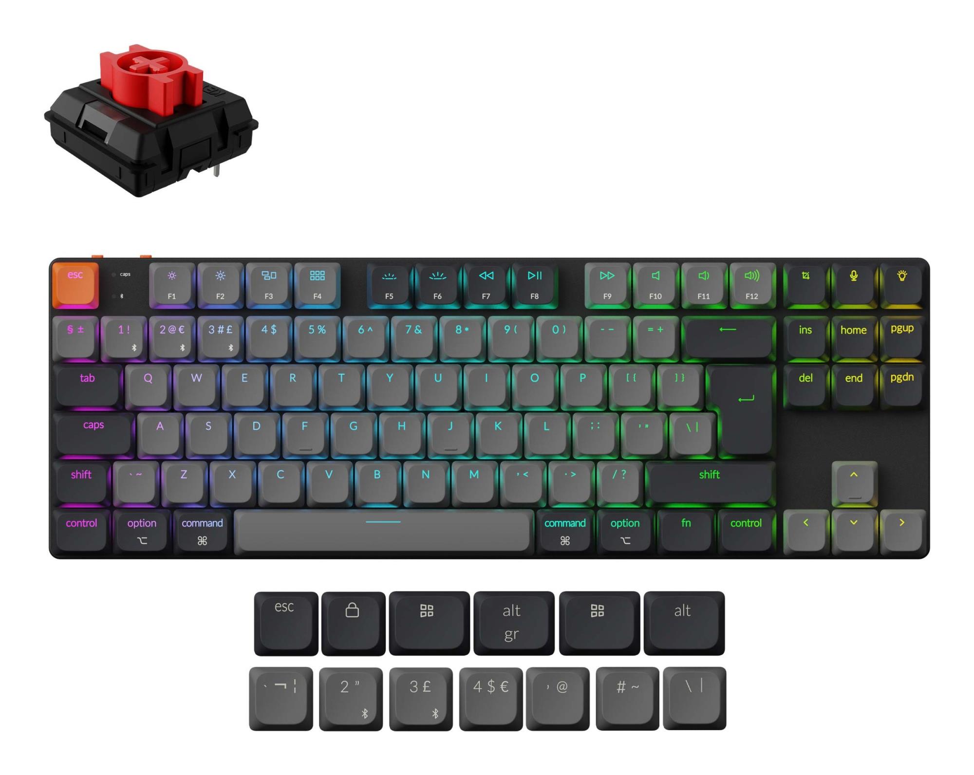 Tastatūra Keychron WRL K1 RGB/Melna