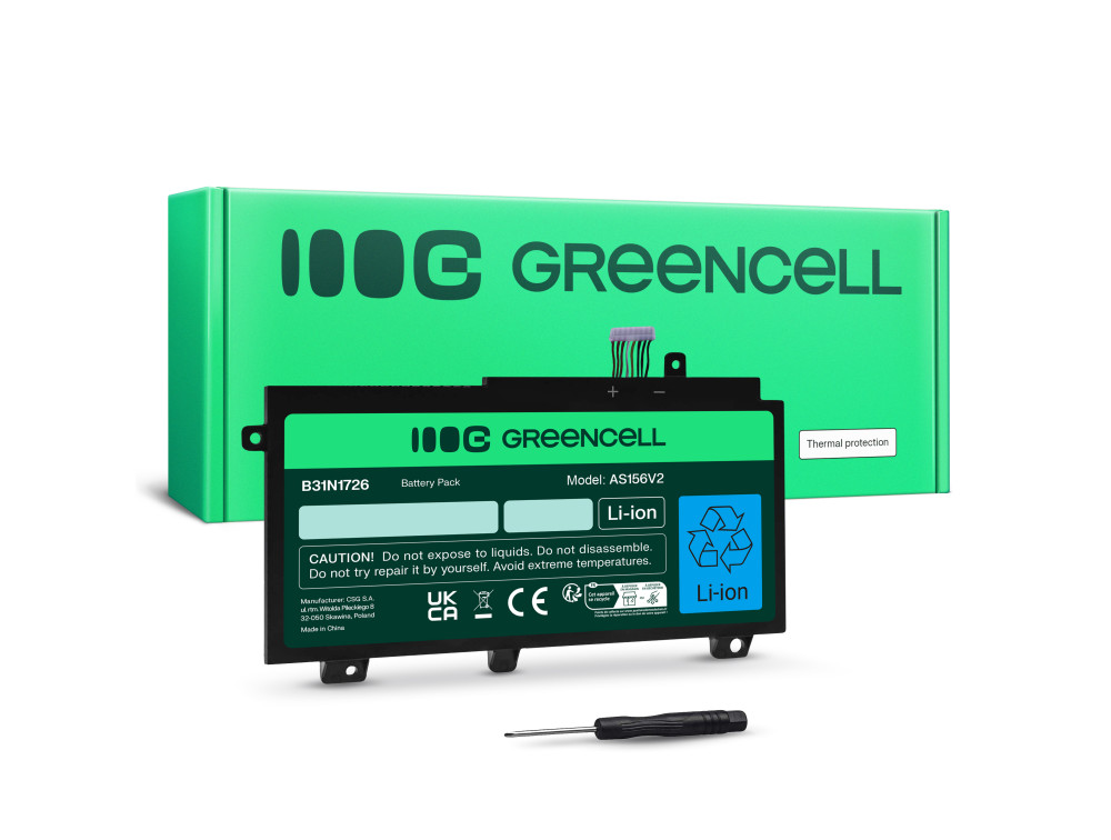 Green Cell akumulators B31N1726 AS156V2 Asus TUF Gaming FX504 FX504G FX505 FX505D FX505G A15 FA506 A17 FA706, 3100mAh, 11.4 V