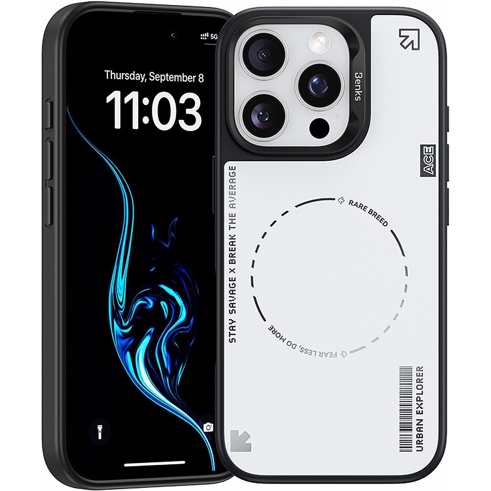 Benks Dynamic Minimalist viedtālruņa apvalks Iphone 16 Pro Max balts