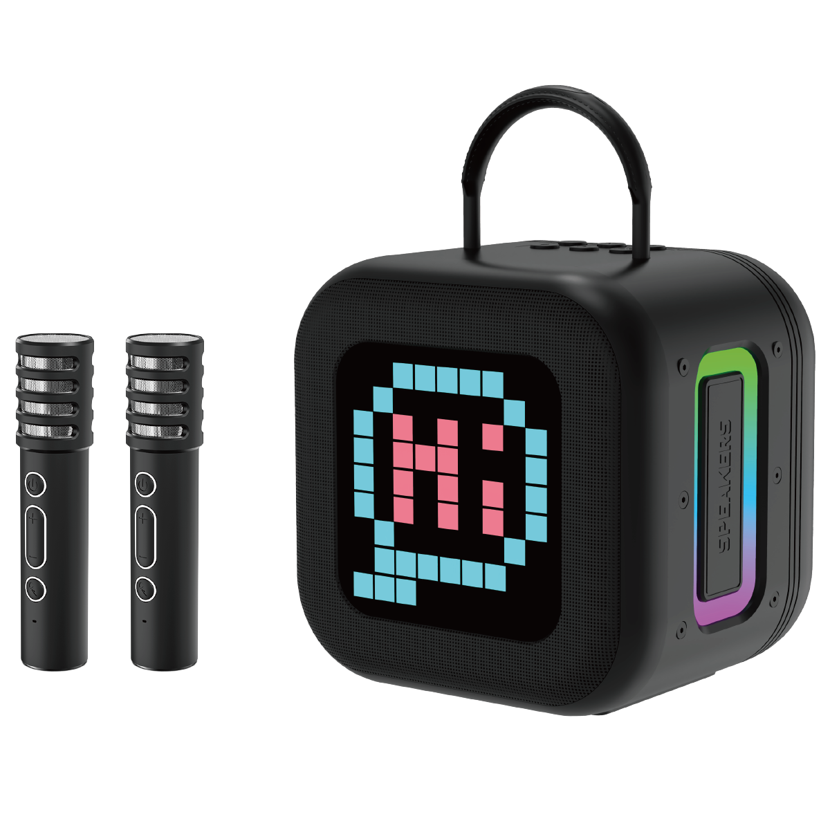 Blavec portatīvais Bluetooth skaļrunis WS-09 Karaoke Fun - 10W ar 2 mikrofoniem un displeju (WS09-2MB) melna