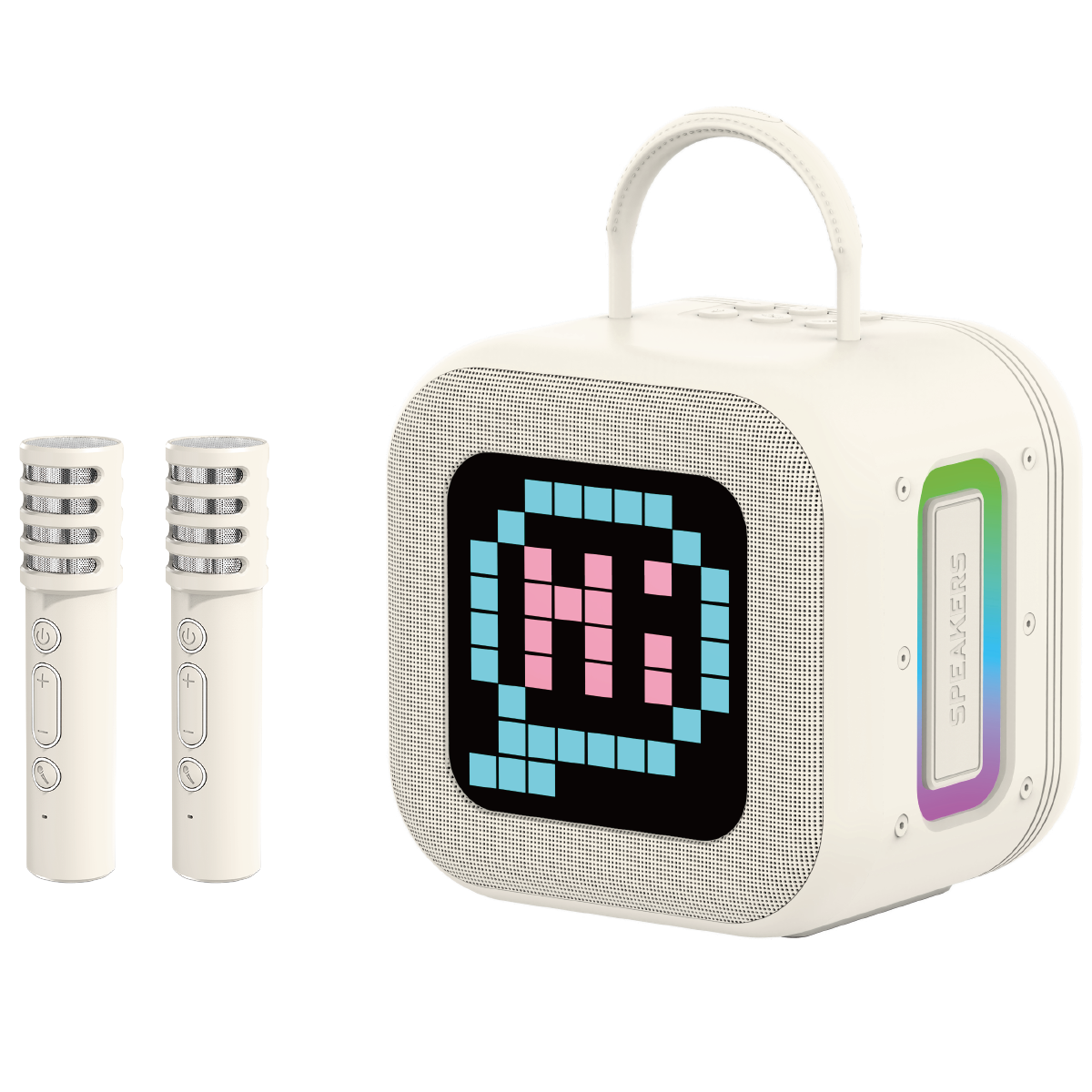 Blavec portatīvais Bluetooth skaļrunis WS-09 Karaoke Fun - 10W ar 2 mikrofoniem un displeju (WS09-2MBE) bēšs