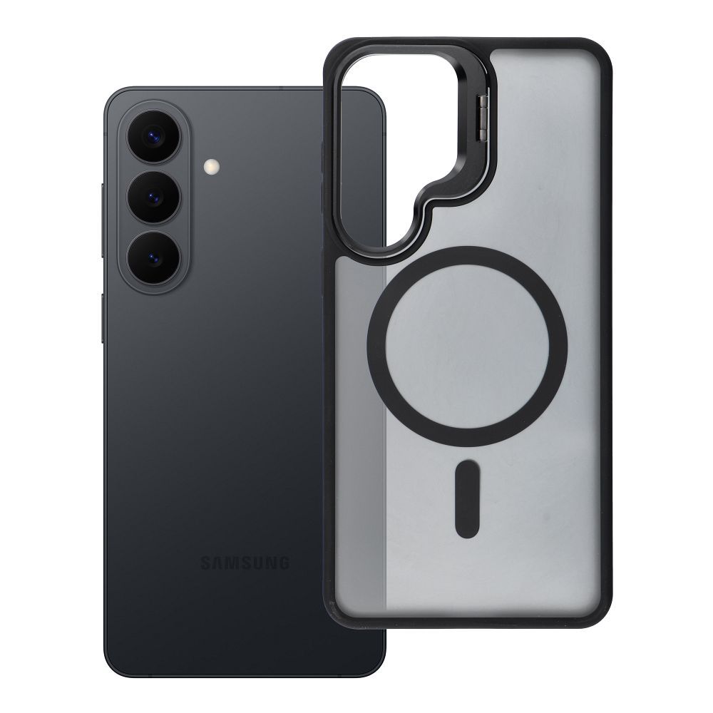 Maciņš priekš Samsung S26 PLUS Forcell F-Protect Shadow Stand Premium saderīgs ar MagSafe melns