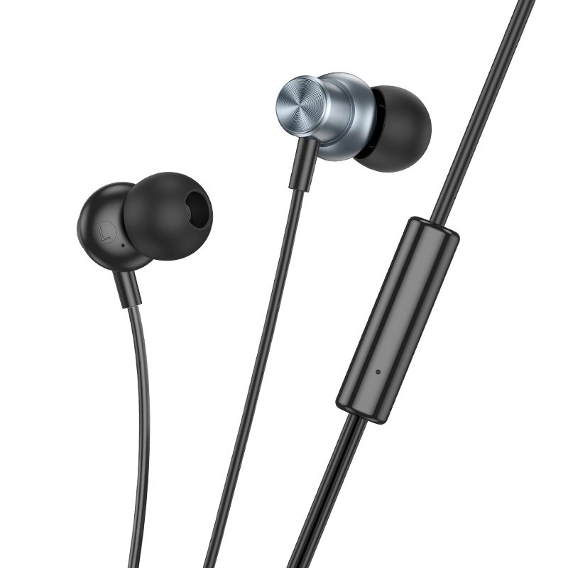 HOCO vadu austiņas Jack 3,5 mm ar mikrofonu M110 metāla pelēkas