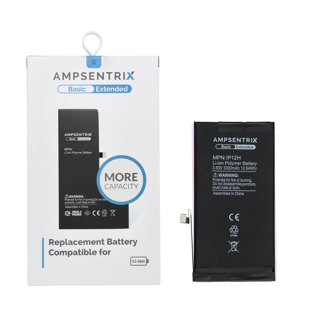 AmpSentrix Basic baterija iPhone 12 / 12 Pro (palielināta ietilpība 3300 mAh)