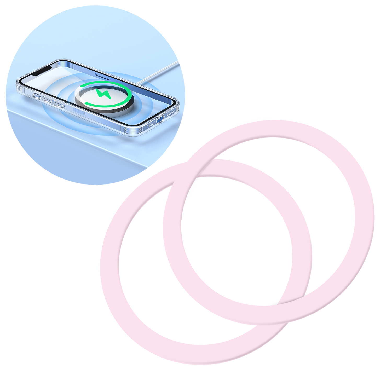 Joyroom komplekts metal magnetic rings smartphone 2 gab. rozā (JR-Mag-M3)