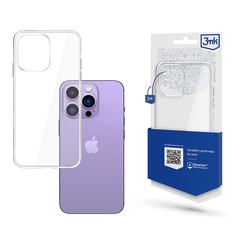 iPhone 14 Pro silikona apvalks no 3mk Clear Case sērijas - caurspīdīgs