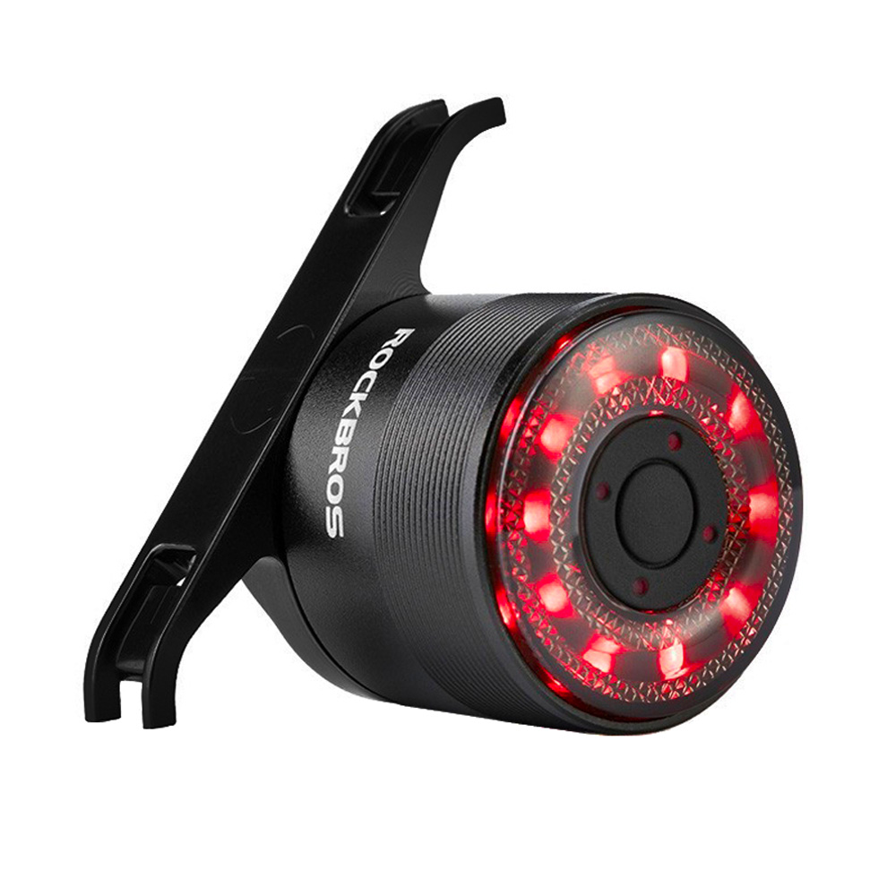 Rockbros Q1 aizmugurējais velosipēda lukturis 7 krāsu LED + USB-C - USB-A kabelis - melns