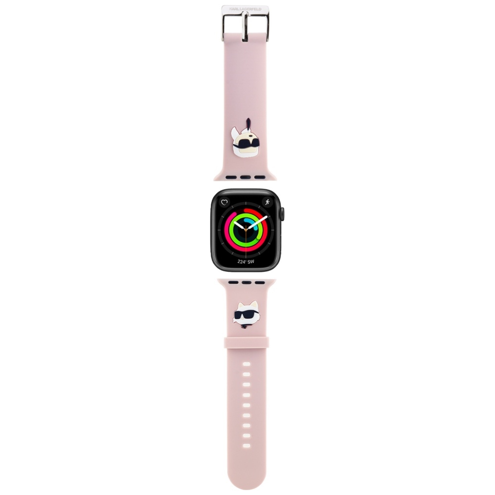 KARL LAGERFELD РЕМЕШОК KLAWLSLKCNP APPLE WATCH 42/44/45/49MM розовый/розовый РЕМЕШОК 3D RUBBER KARL&CHOUPETTE HEADS