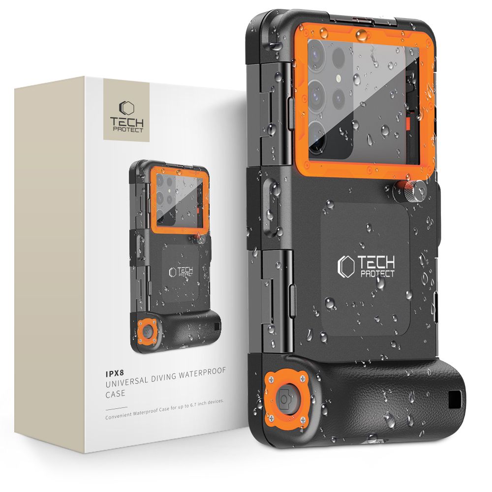 TECH-PROTECT IPX8 UNIVERSAL NIRŠANAS ŪDENSNECAURLAIDĪGS MACIŅŠ MELNS/ORANŽS