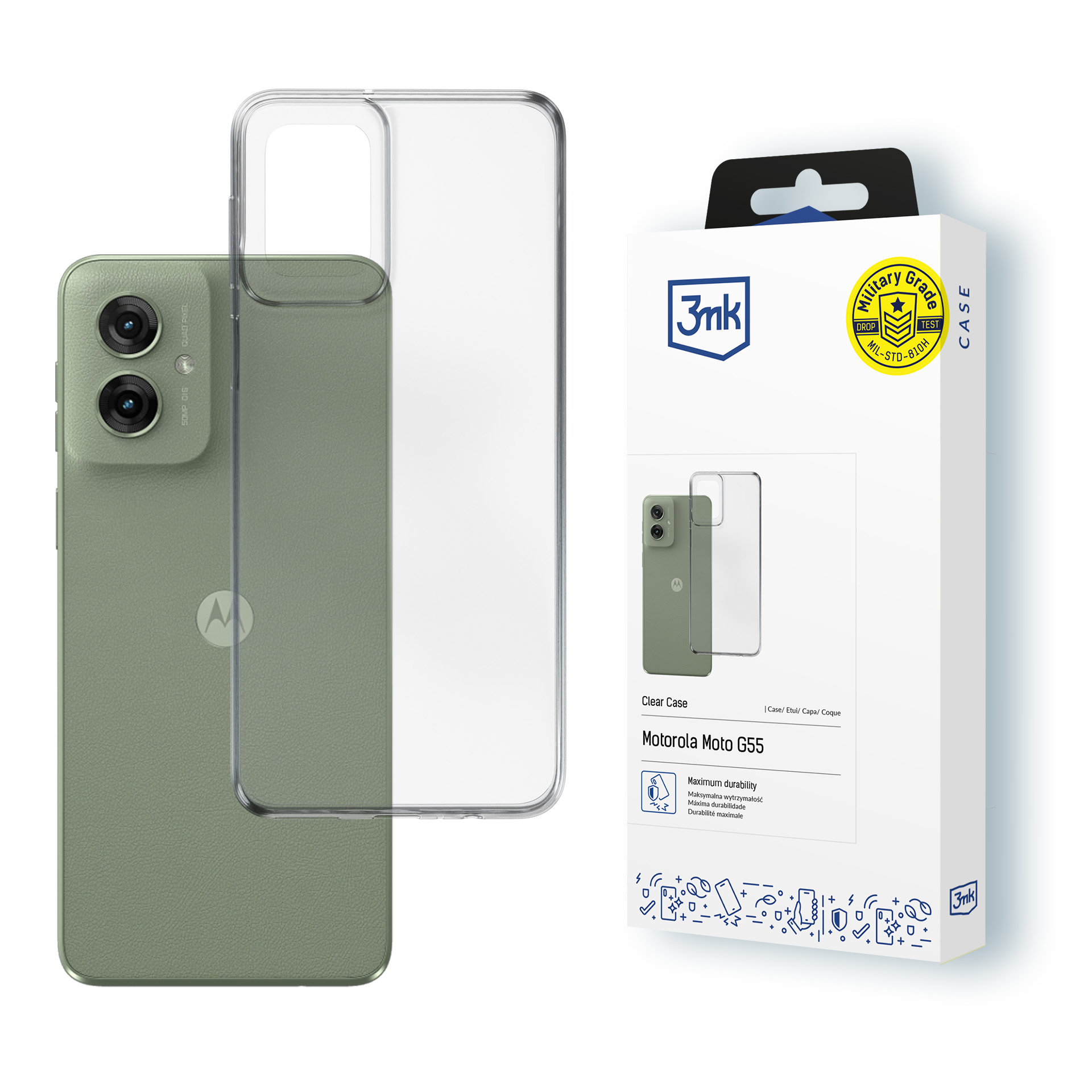3mk caurspīdīgs viedtālruņa apvalks Motorola Moto G55 5G - caurspīdīgs