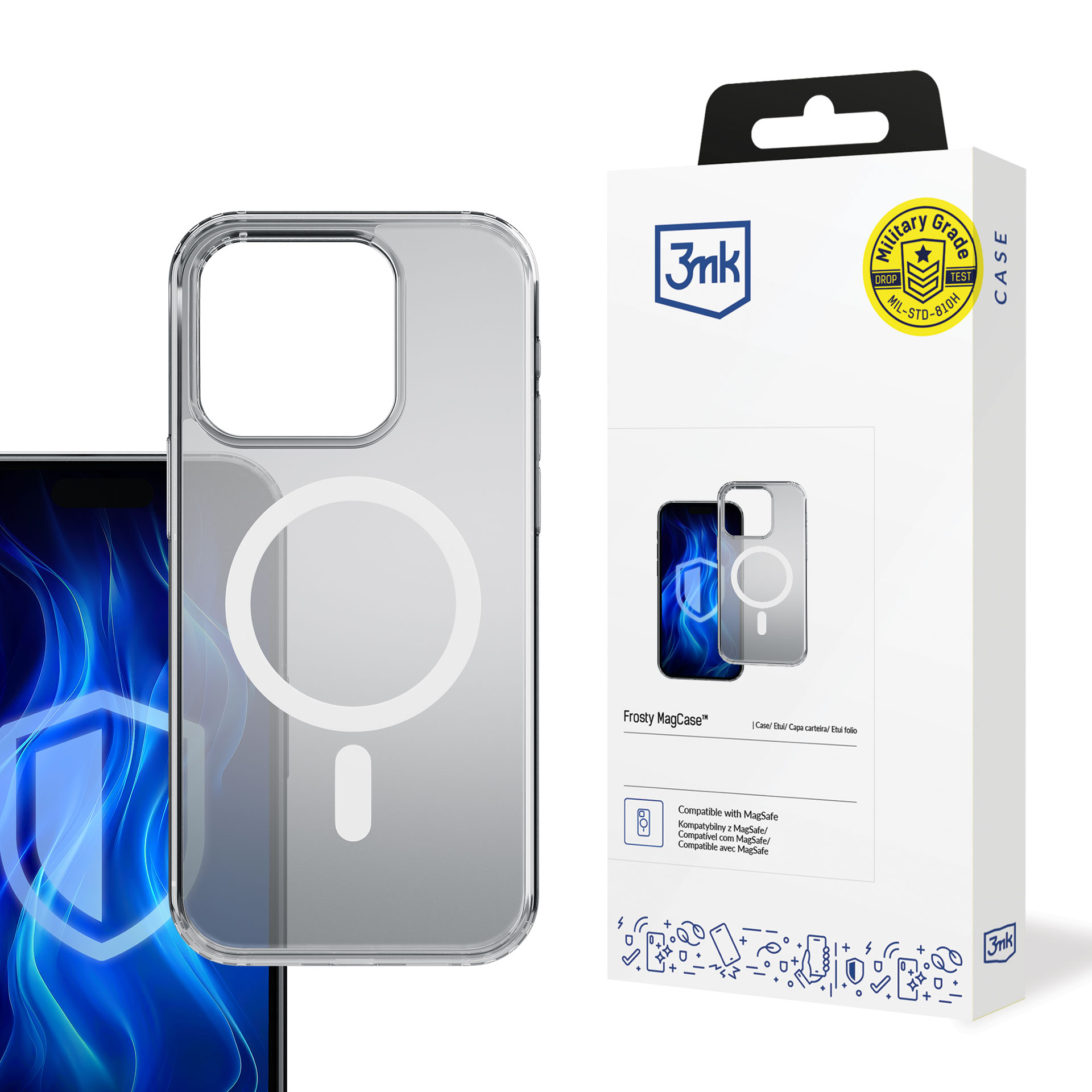 3mk Frosty Magnētiskais balts viedtālruņa apvalks Apple iPhone 15 Pro Max - balts