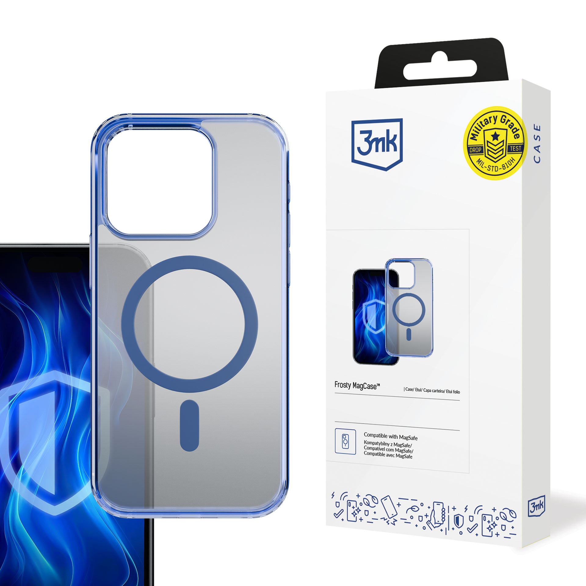 3mk Frosty MagCase – zilais viedtālruņa apvalks Apple iPhone 16 Pro – caurspīdīgs