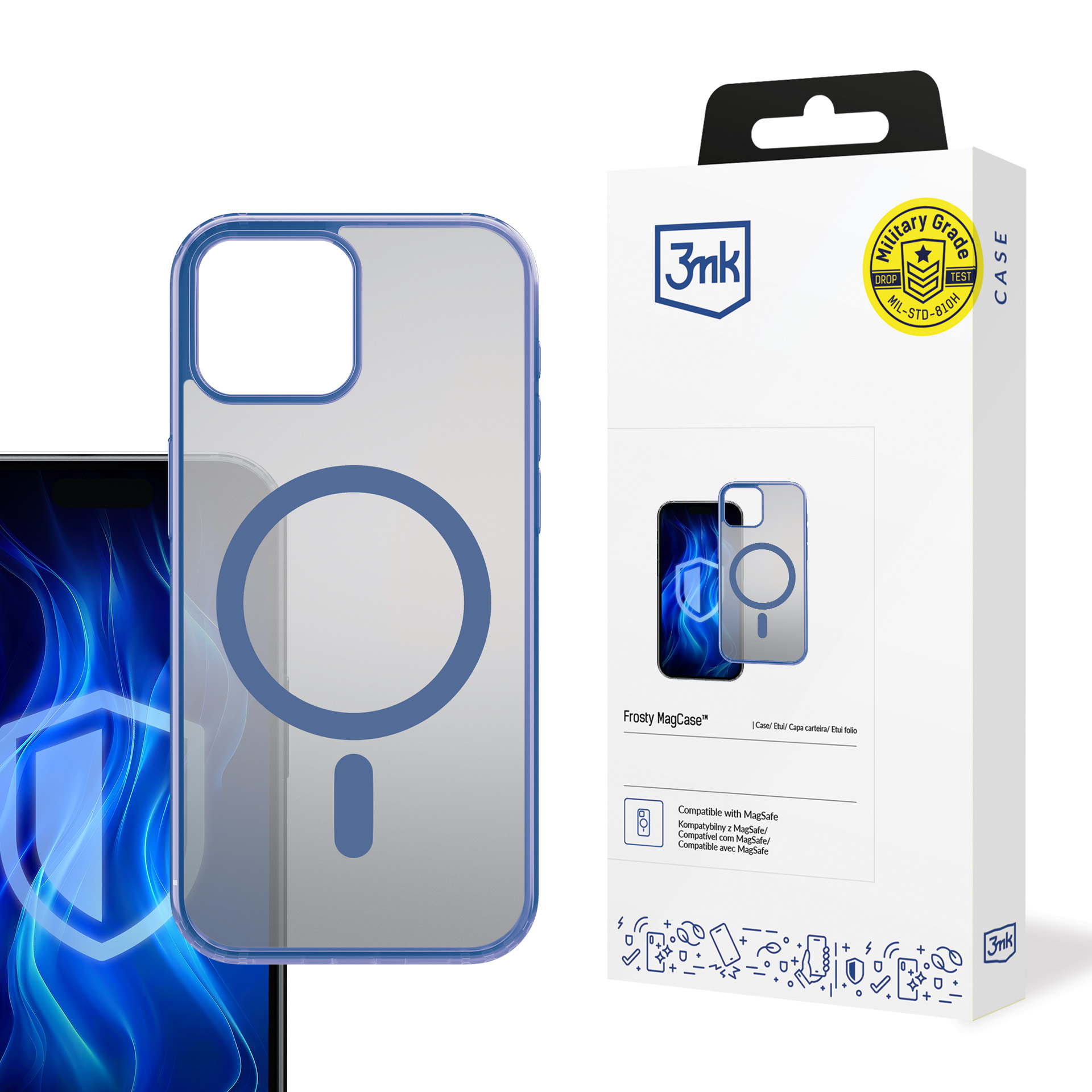 3mk Frosty MagApvalks Zils Apvalks Apple iPhone 15 - Caurspīdīgs