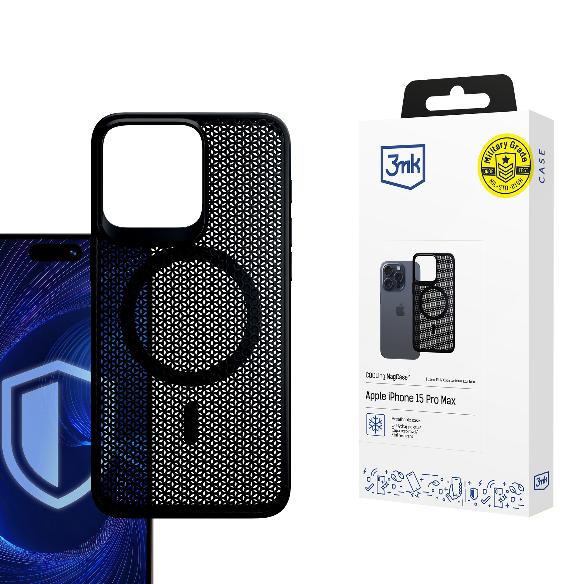 3mk COOLing MagCase Viedtālruņa apvalks Apple iPhone 15 Pro Max - melns