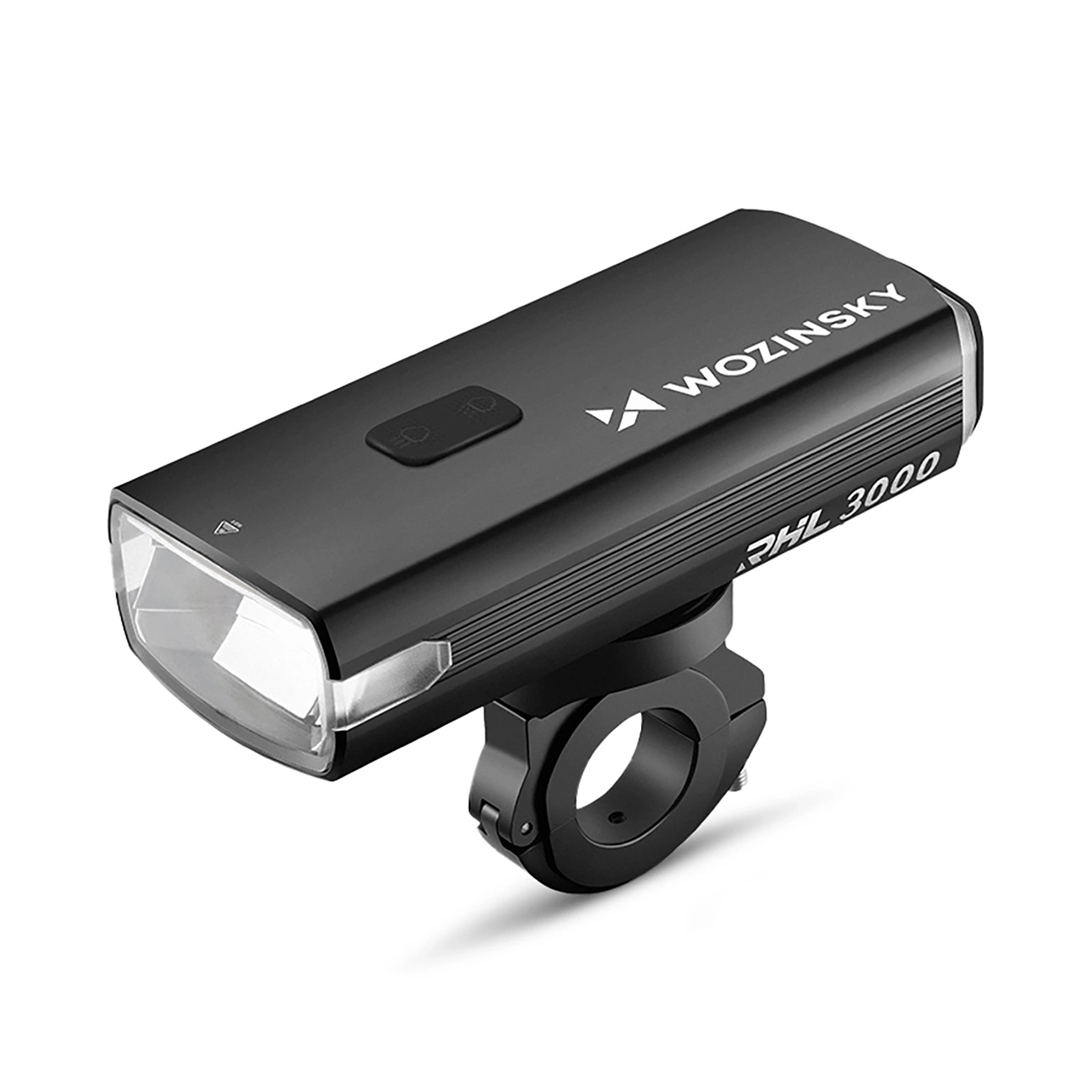 Wozinsky priekšējais velosipēda lukturis ar USB-C kabeli, 3000 lm – melns