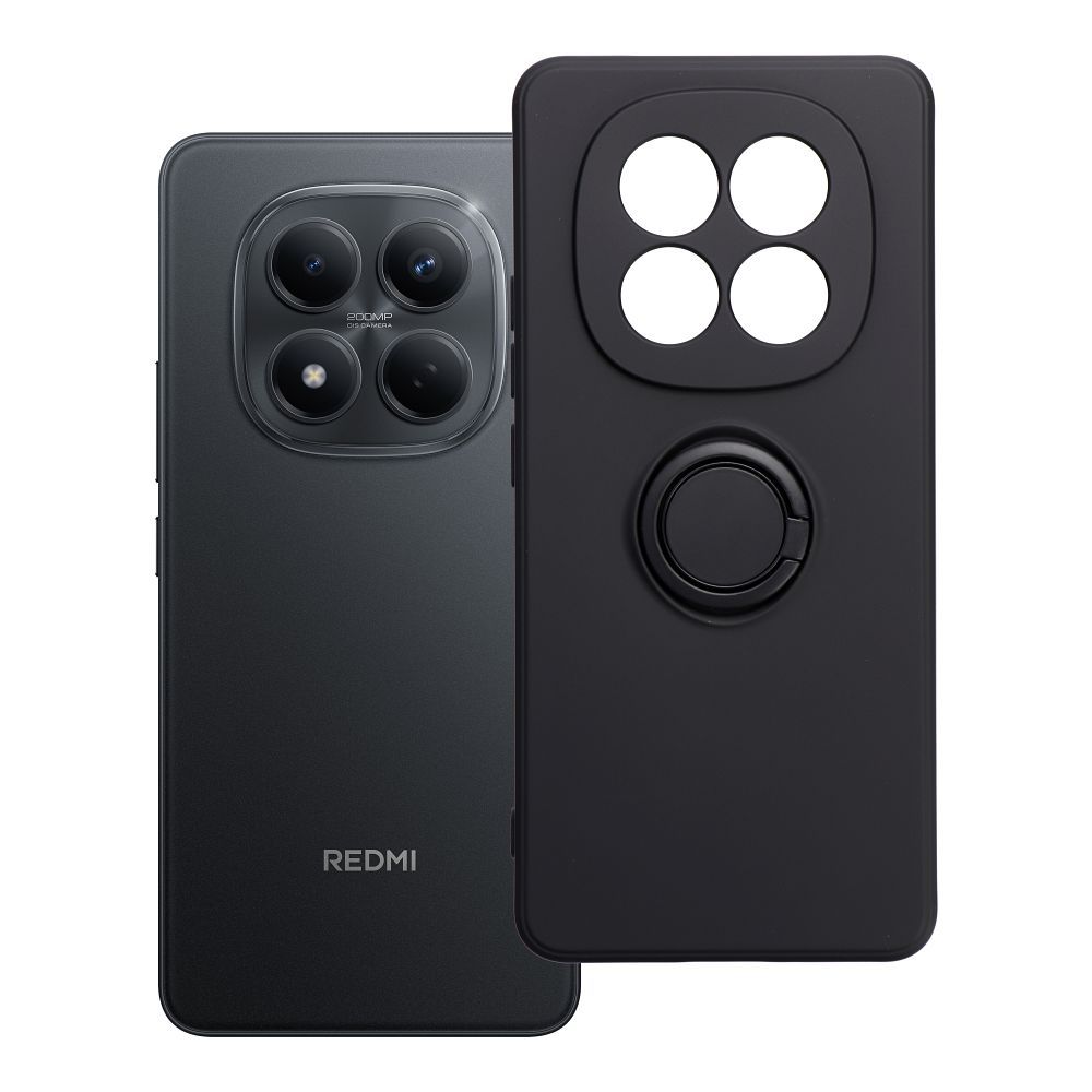 Silikona maciņš ar gredzenu Xiaomi Redmi Note 15 5G melns