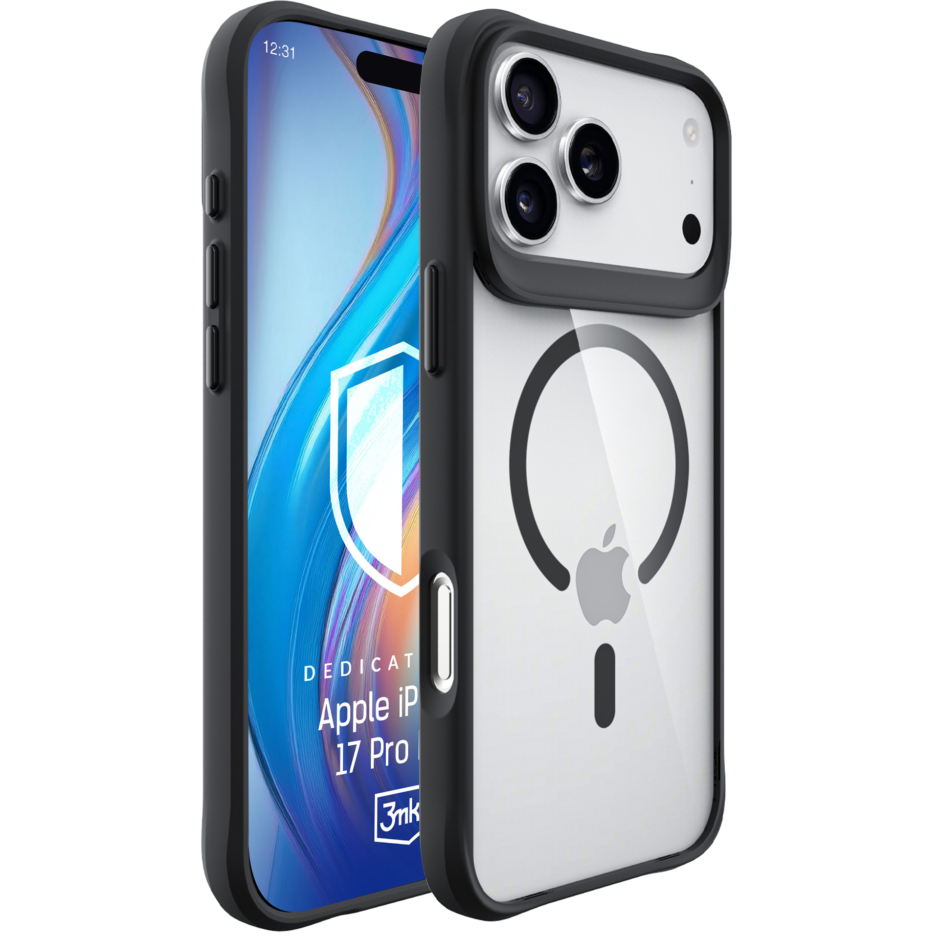 3mk Satīna bruņu Magnētiskais viedtālruņa apvalks iPhone 17 Pro Max - caurspīdīgs melns