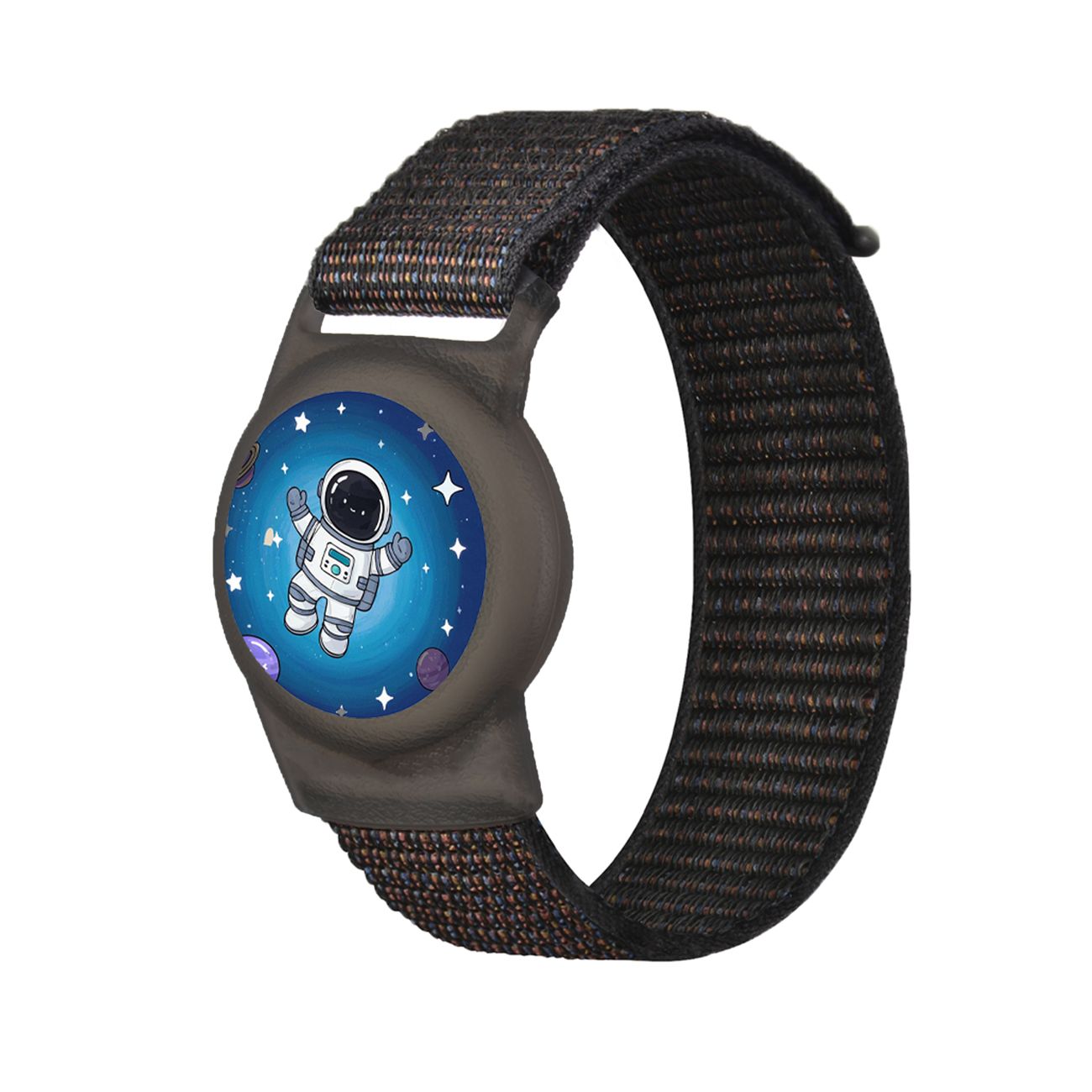 Apple AirTag Kids Nylon Wrist Strap Case - with Astronaut and Black Strap