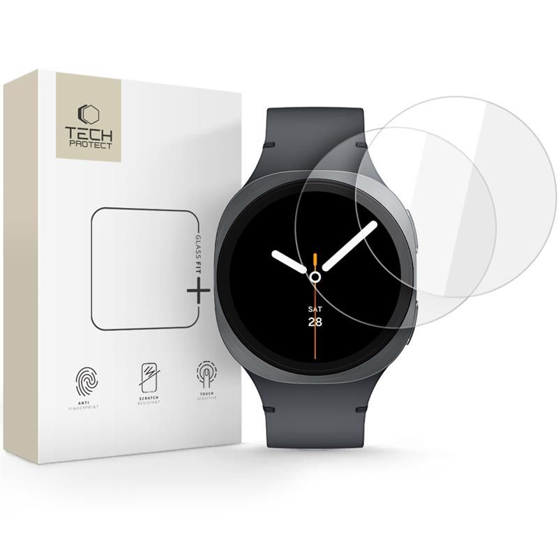 Tech-Protect Glass Fit+ 2 komplekti temperētu stiklu Samsung Galaxy Watch 8 44 mm - caurspīdīgs