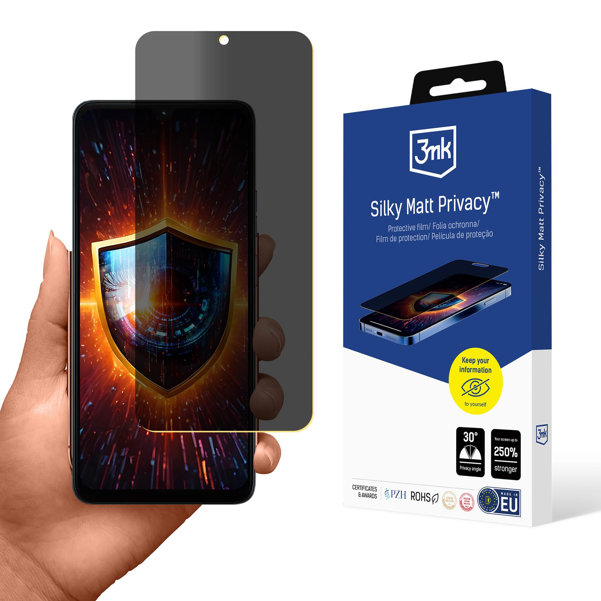 3mk Silky Matt privātuma aizsargstikls Motorola Moto G06 / Moto G06 Power viedtālrunim