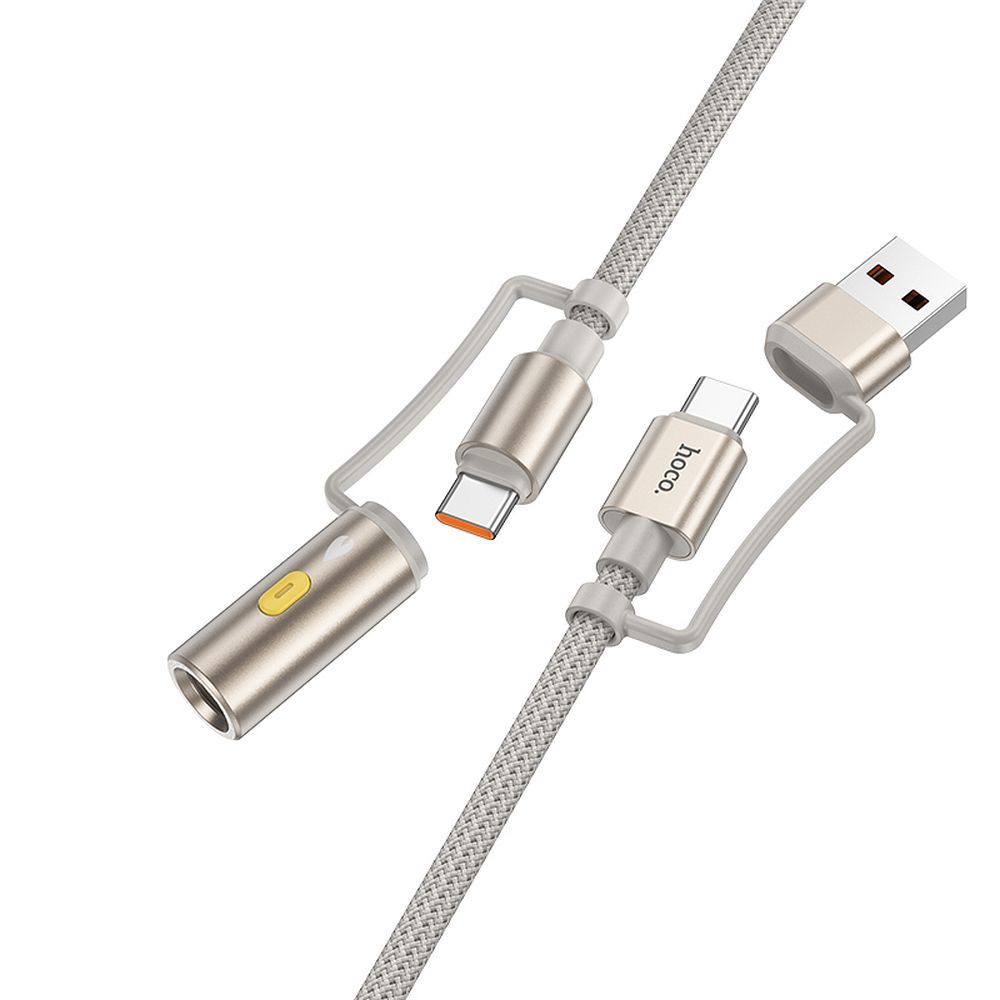 Kabelis All-in-one USB A / USB C uz USB C / Auto piepīpētājs Hoco 3A 60W 1,2 m U138 pelēks
