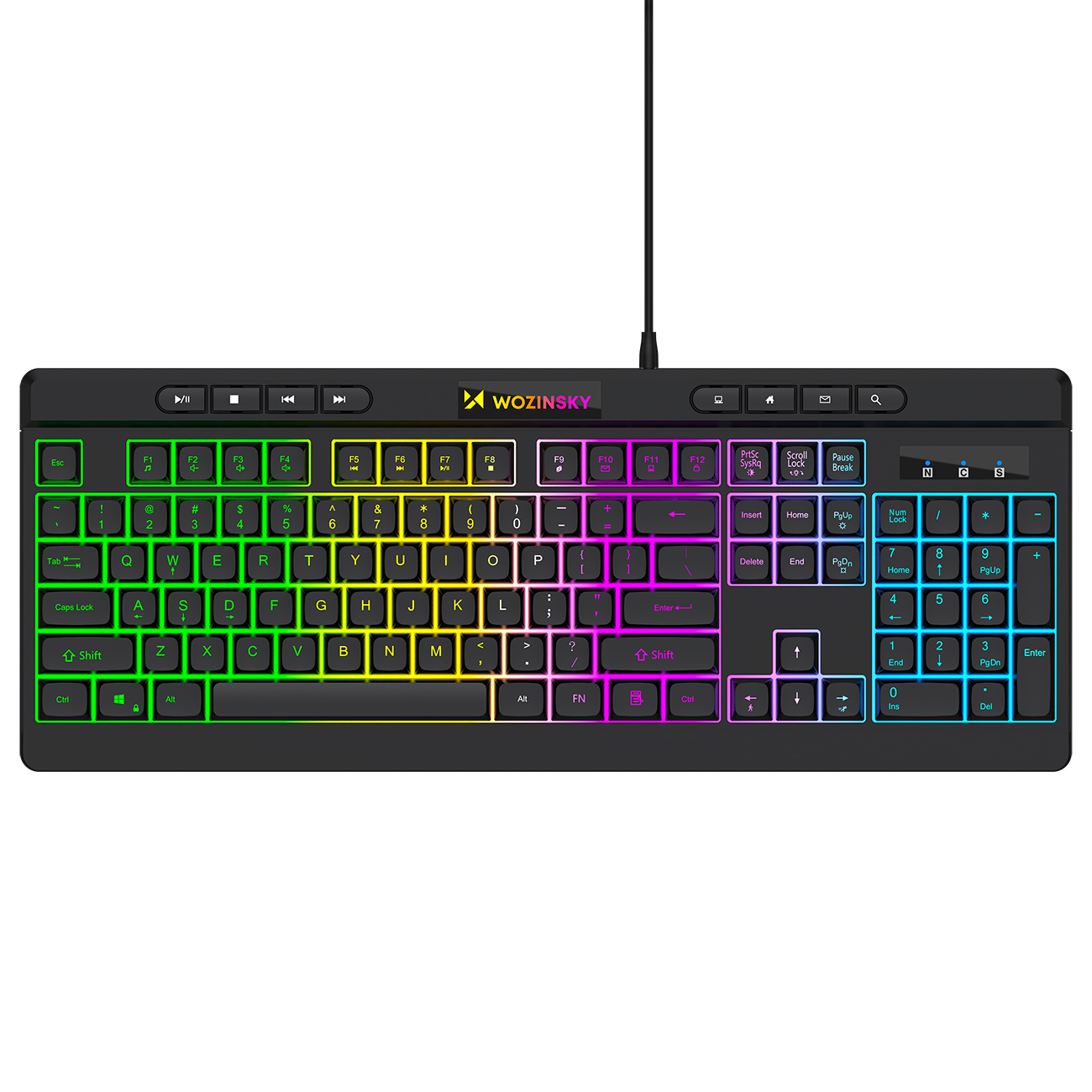 Wozinsky WKG-1044 Wired Backlit Membrane Gaming Keyboard - Black