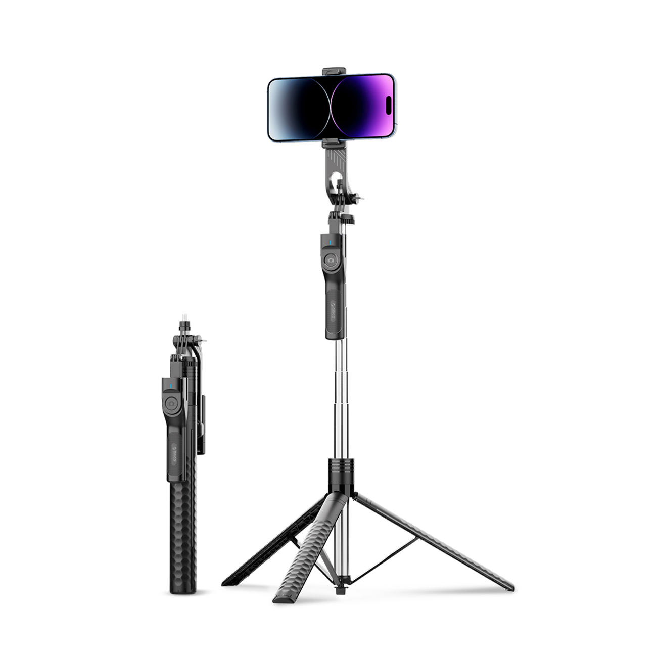 Selfiju nūja Orico SPM190 statīvs 1/4 collas tālruņa kamerai ar 360 grādu rotāciju Bluetooth 5.2 - melna
