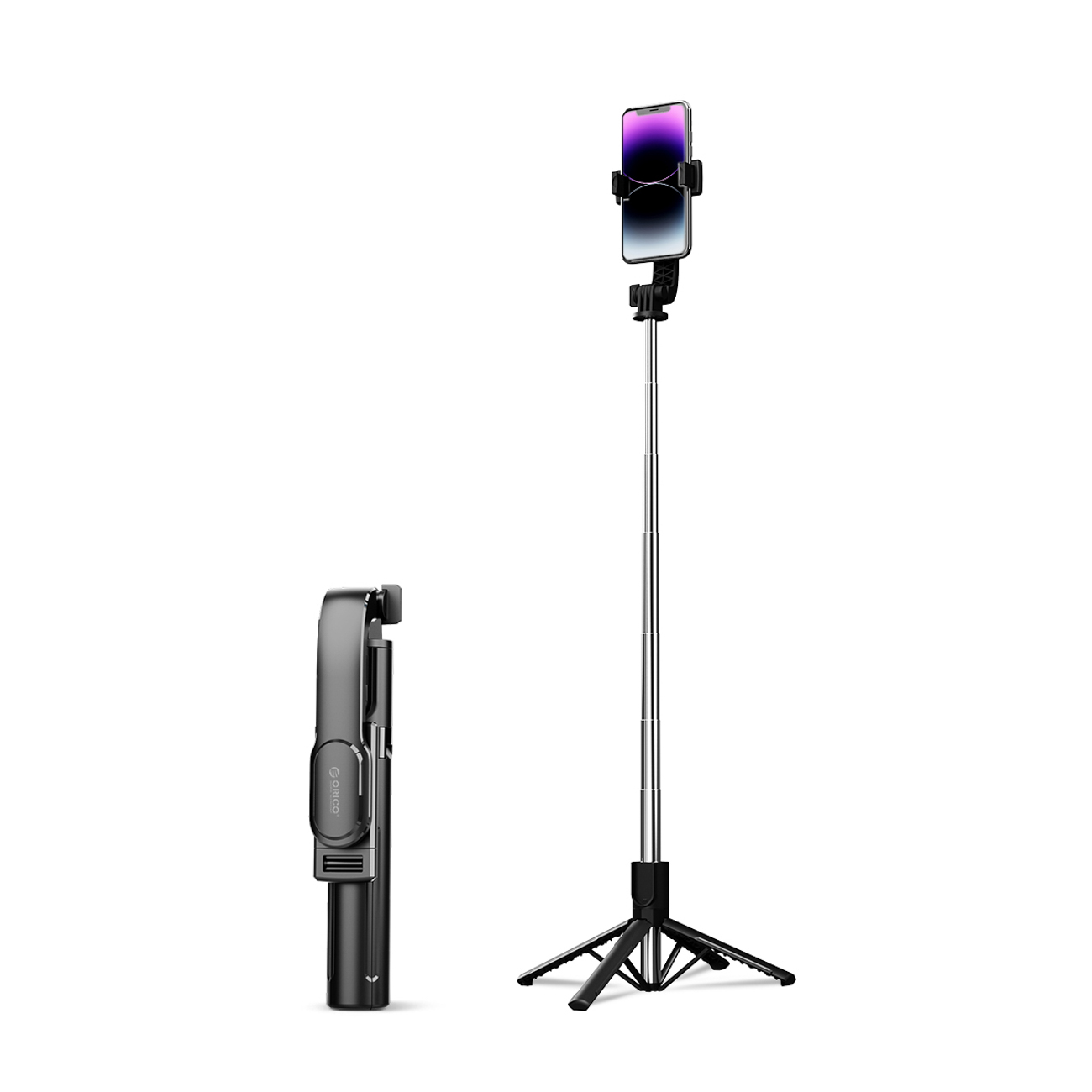 Selfiju nūja Orico SPN100 1/4 collas statīvs tālruņa kamerai ar 360 grādu rotāciju Bluetooth 5.2 - melna