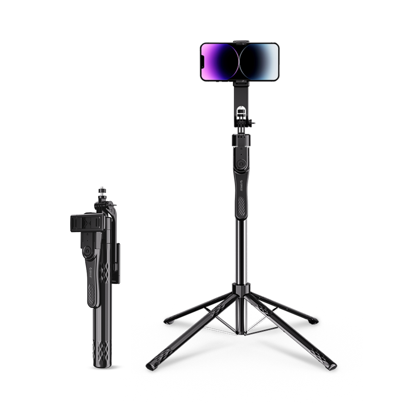 Selfiju nūja Orico SPN185 1/4 collas statīvs tālruņa kamerai ar 360 grādu rotāciju Bluetooth 5.2 - melna