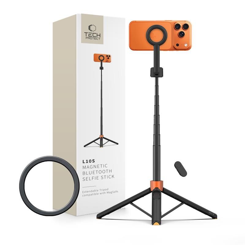 TECH-PROTECT L10S MAGSAFE BLUETOOTH SELFIJA NŪJA-STATĪVS melns/oranžs