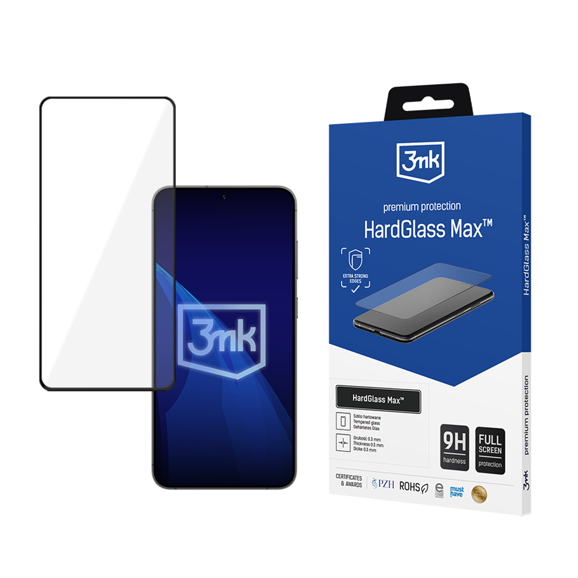 Pastiprināts pilnekrāna rūdītais stikls 3mk HardGlass Max Black priekš Samsung Galaxy S24+