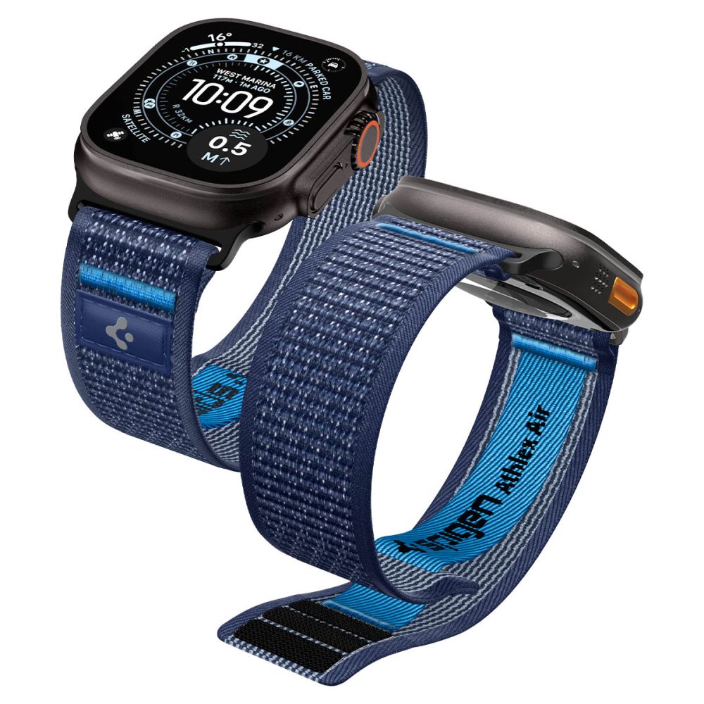 Spigen Athlex Air 2 siksniņa Apple Watch 8 / 9 / 10 / 11 / SE / Ultra (44 / 45 / 46 / 49 mm) tumši zila