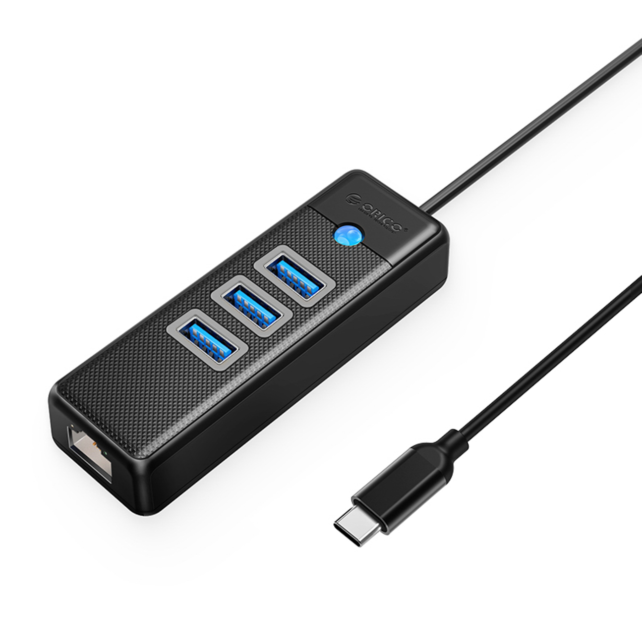 Orico PW3UR25-C3 USB Hub 4-Port 3x USB-A 3.0 1x RJ45 2.5G Ethernet 0.5m - Black