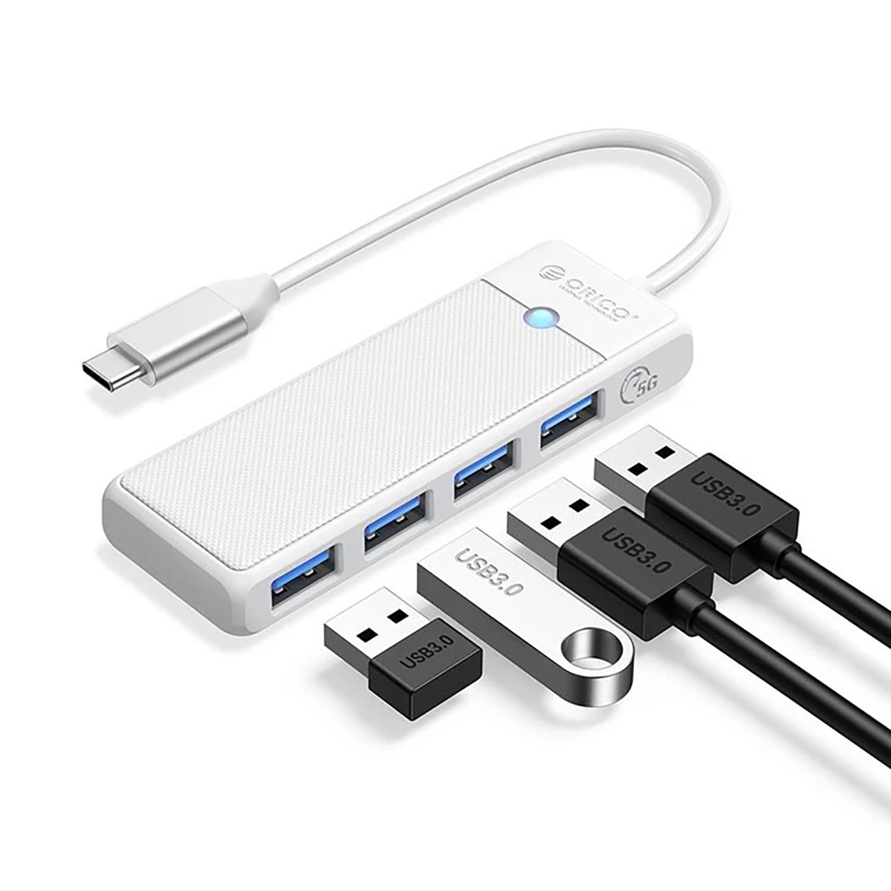 Orico PAPW4A-C3 USB Hub 4-port 4x USB-A 3.0 1.8 m - white