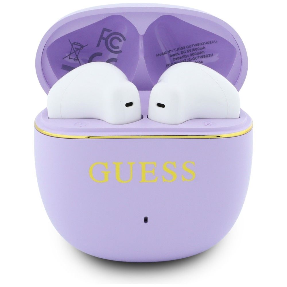 Bezvadu TWS austiņas Guess Glossy Gold Line Classic, violetas