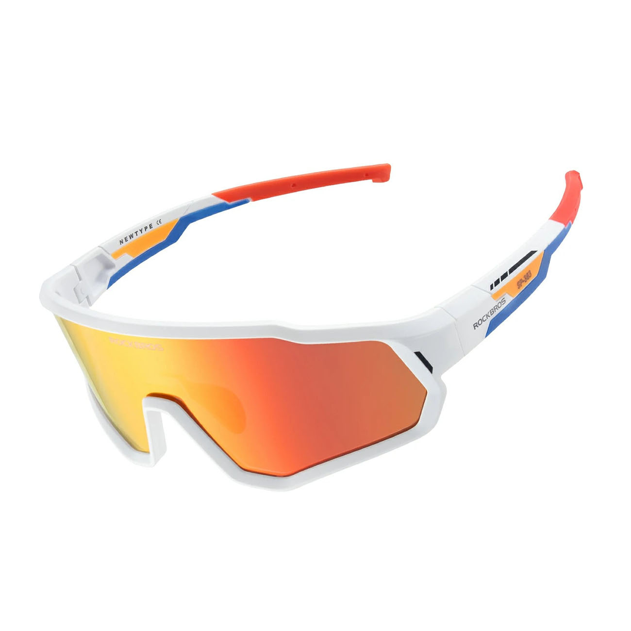 Rockbros SP383 Shining Warrior riteņbraukšanas brilles - matēts balts rāmis, polarizētas sarkanas lēcas