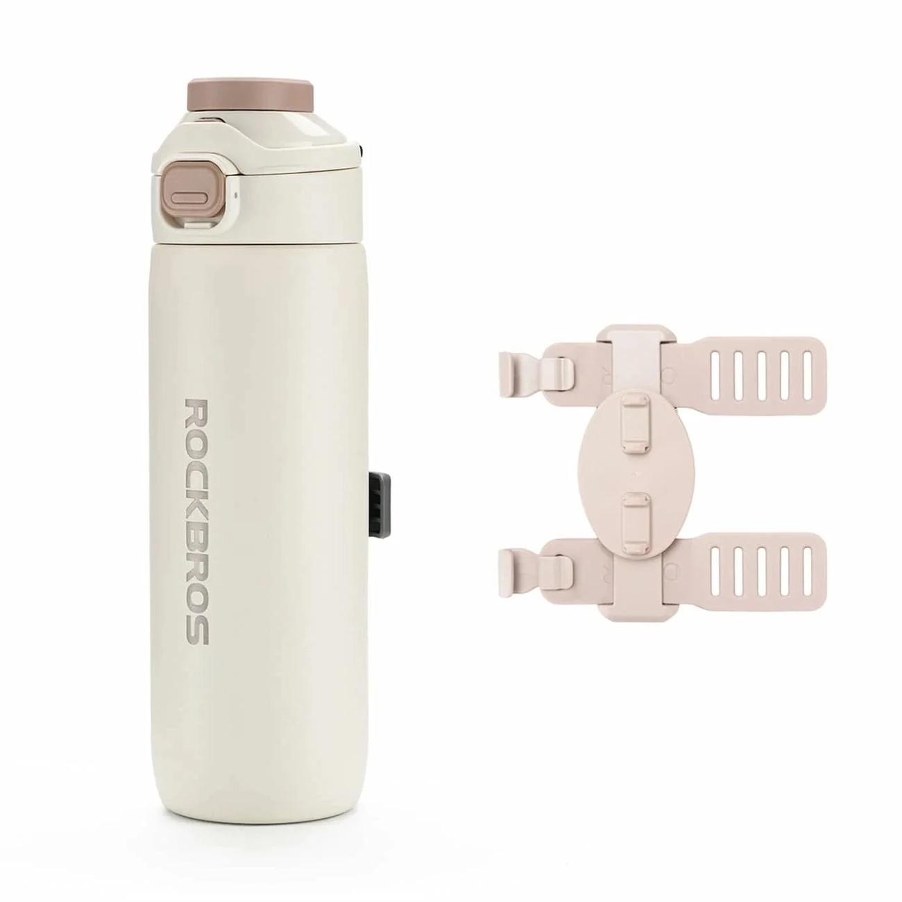 Rockbros S550H-1 700 ml termopudele ar magnētisko turētāju un stiprinājuma siksnu - bēša