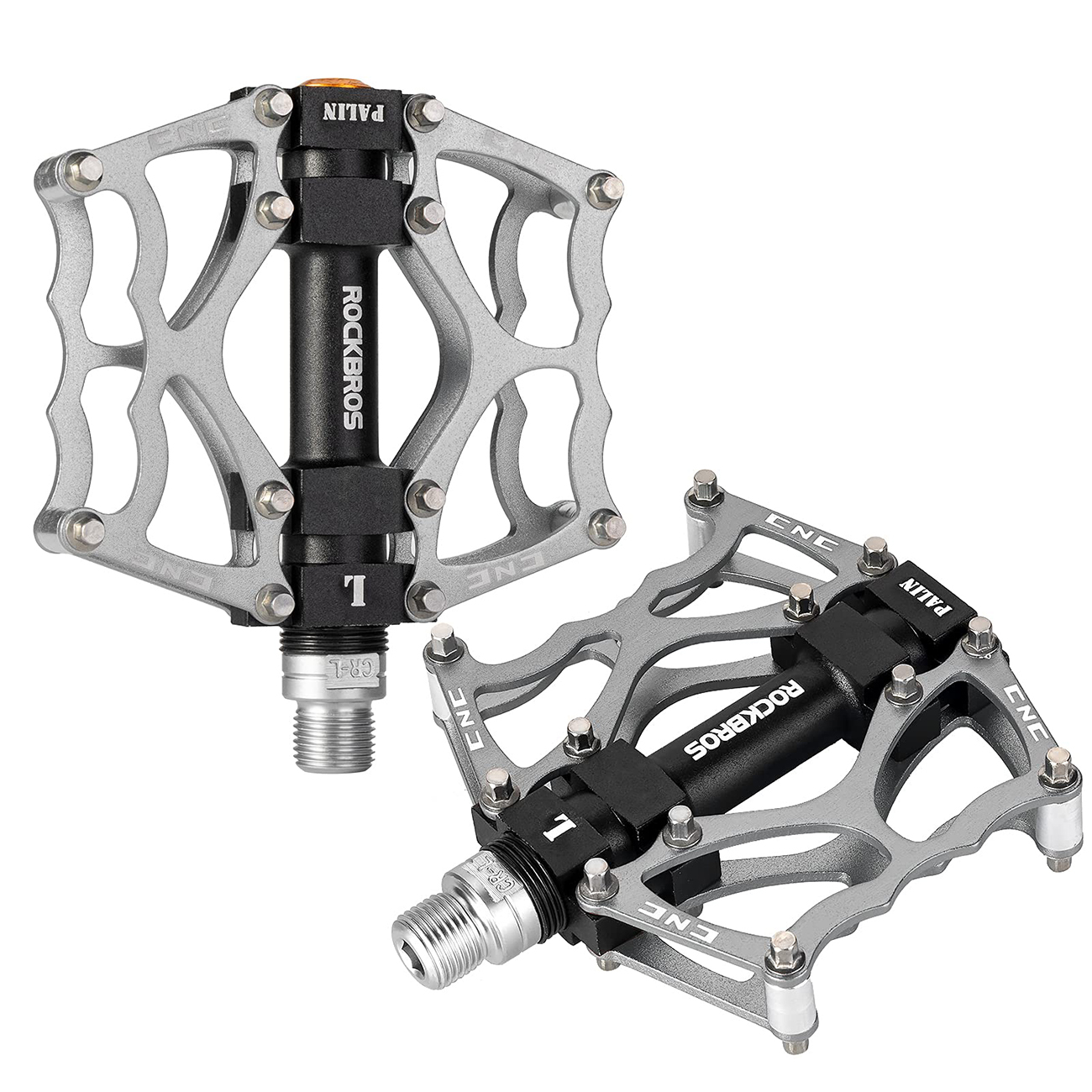 Rockbros JT201012LS 2010-12L alumīnija platformas velosipēda pedāļi – sudraba