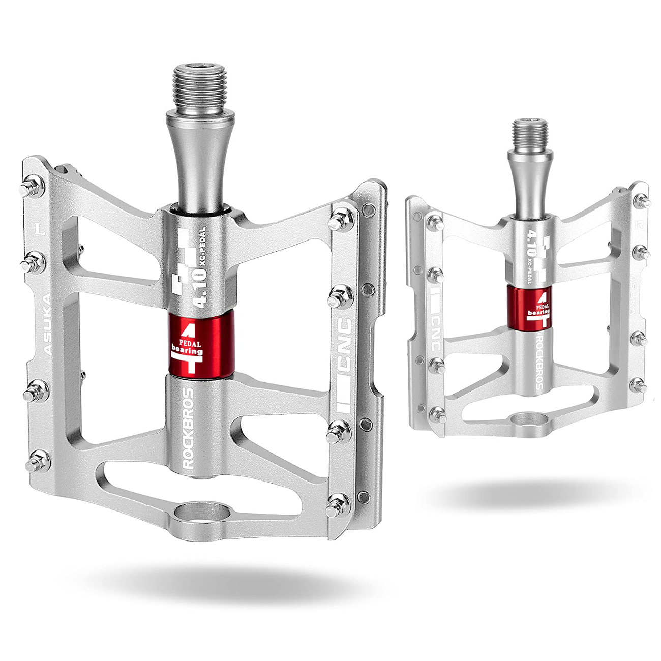 Rockbros JT410 4.10 velosipēda pedāļi ar 4 gultņiem – sudraba