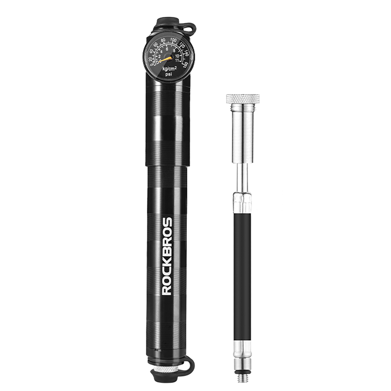 Rockbros HQ-67A-L03 BK velosipēda pumpis ar manometru – melns