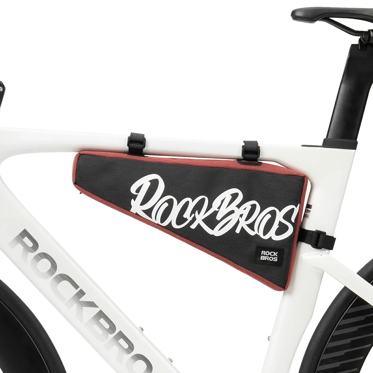 Rockbros G008 Flash Journey trīsstūra velosipēda rāmja soma XL 1.9 l - melna un sarkana